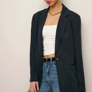 Reformation Oversized One Button Blazer Black Medium